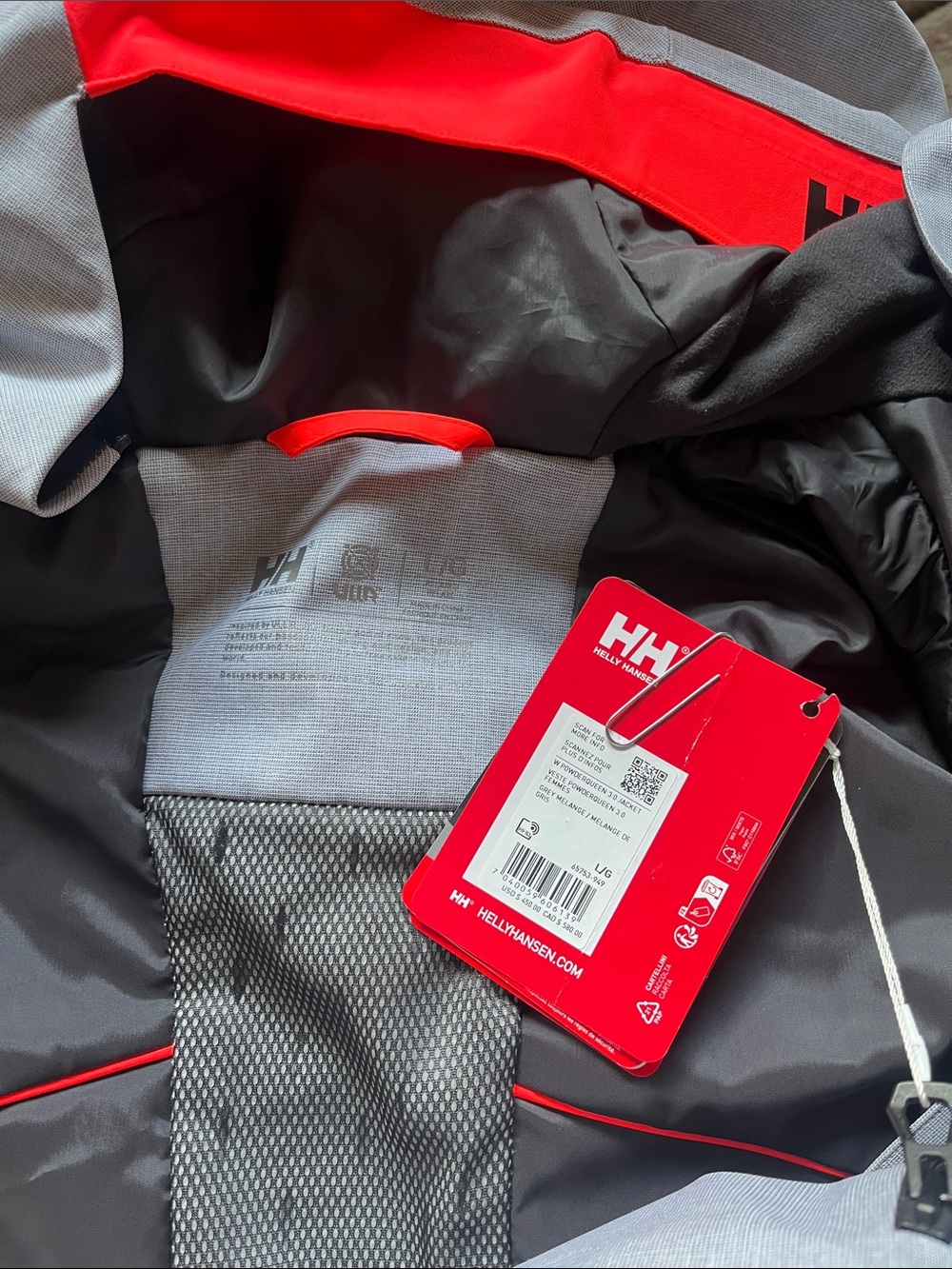 Helly Hansen Grey Melange Ski Jacket with Orange Trim - Picture 10 of 10